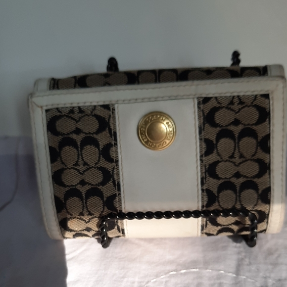 Coach Brown and White Canvas Wallet - Picture 1 of 13